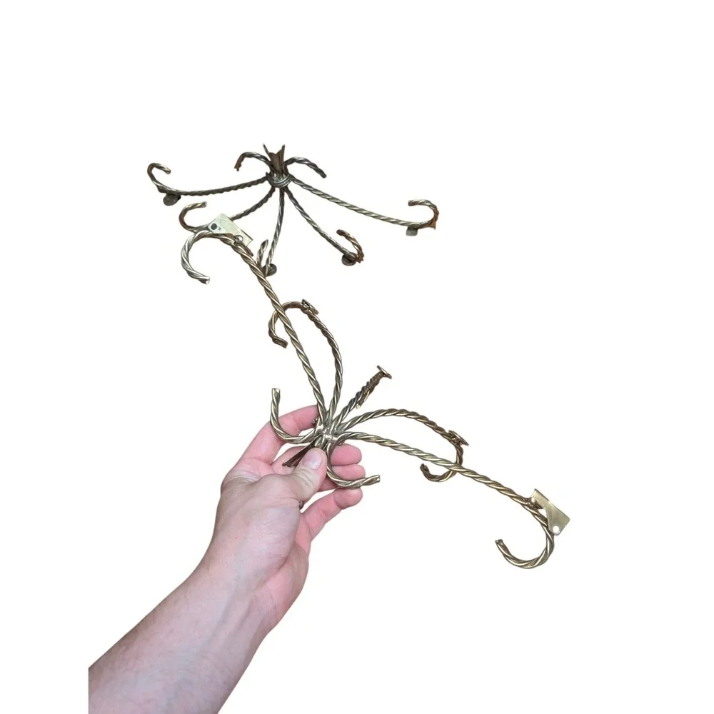 Vintage Twited  wire wall Shelf Gold Set Of Two. No Glass